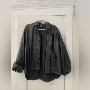 Zara Black Faux Leather Jacket - Size M